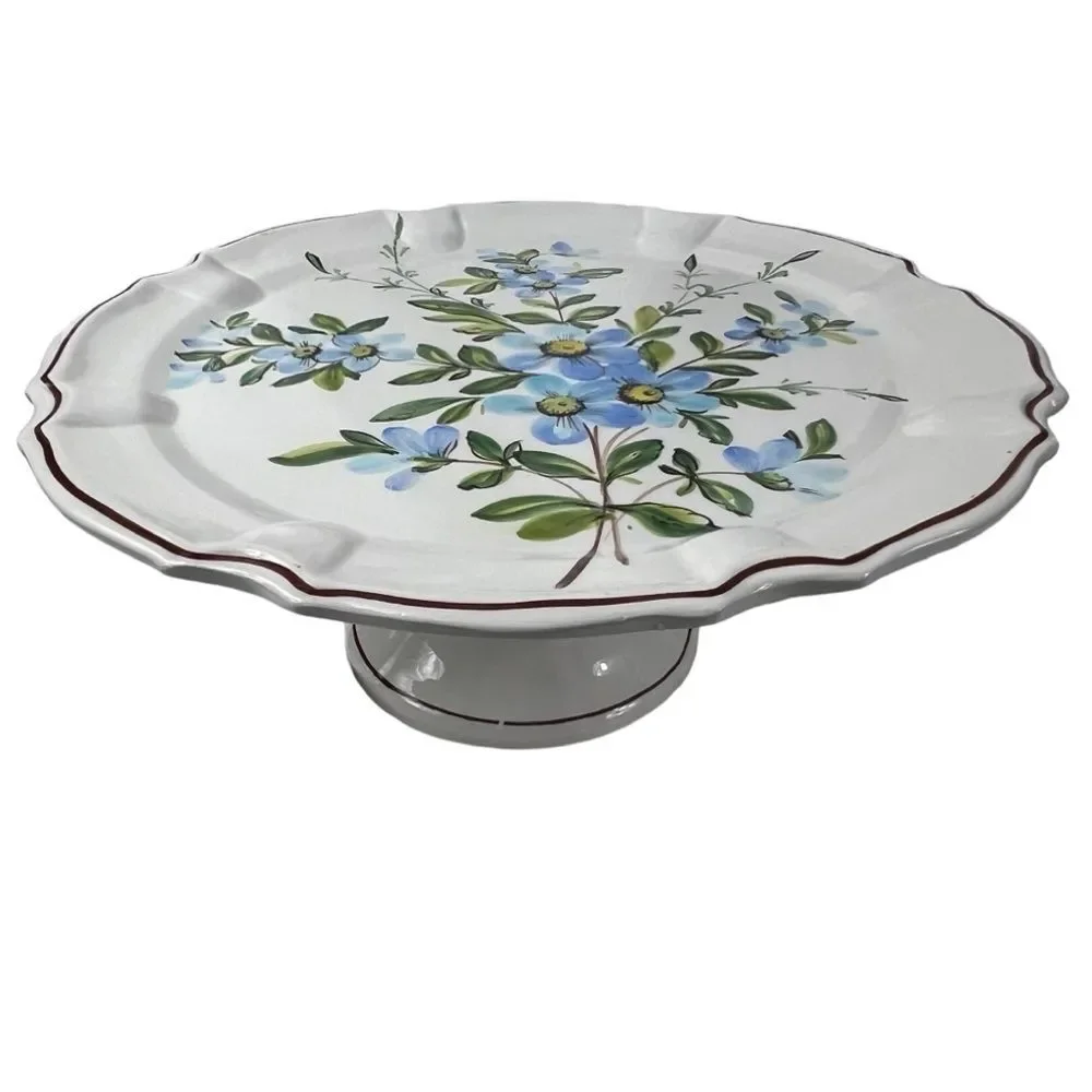 Vintage Antonio Zen Scultore Nove Italian Hand painted Cake Platter Pedestal
